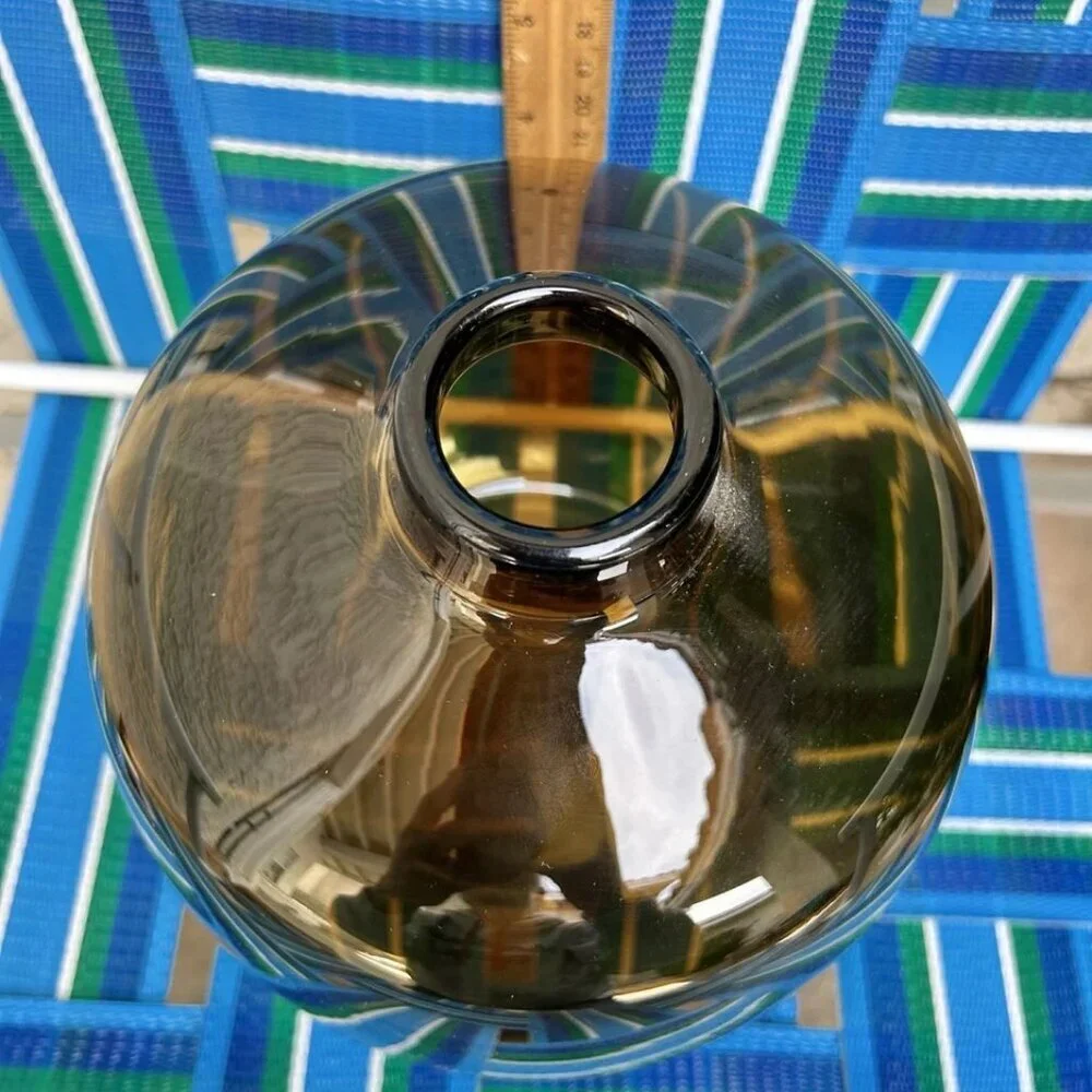 Crate And Barrel Polish Hand Blown 11” Coco Glass Vase Jar - Brown